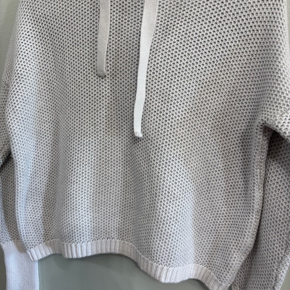 Rachel Zoe waffle knit hooded cropped sweater small grey - Picture 2 of 8